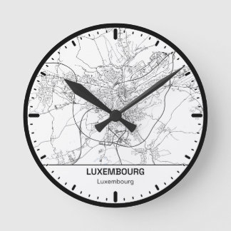 Luxembourg Clock City Line Art ラウンド壁時計