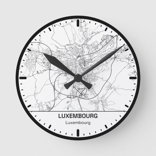 Luxembourg Clock City Line Art ラウンド壁時計 (正面)