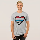 Luxembourg Country Code Flag Heart LUX トライブレンドＴシャツ (正面全面)