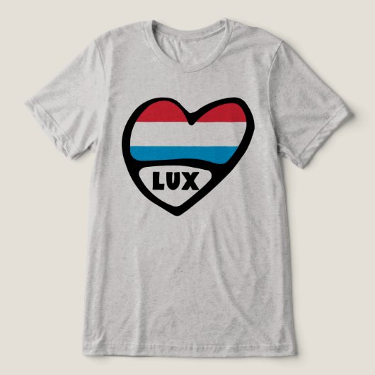 Luxembourg Country Code Flag Heart LUX トライブレンドＴシャツ (デザイン正面)