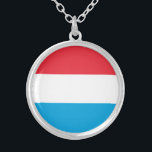 Luxembourg Flag シルバープレートネックレス<br><div class="desc">Patriotic flag of Luxembourg.</div>