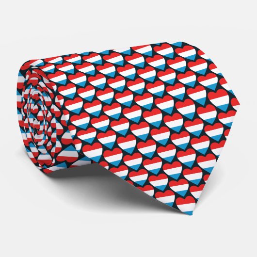 Luxembourg Flag Hearts Tie ネクタイ (ロール)