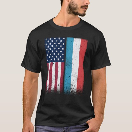 Luxembourg Flag Shirt USA And Luxembourg Flags Pro Tシャツ (正面)