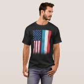 Luxembourg Flag Shirt USA And Luxembourg Flags Pro Tシャツ (正面フル)
