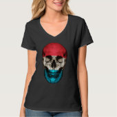 Luxembourg Flag Skull Luxembourger Roots Proud Pat Tシャツ (正面)