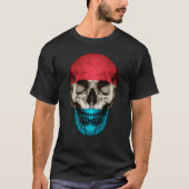 Luxembourg Flag Skull Luxembourger Roots Proud Pat Tシャツ (正面)