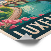 Luxembourg Landscape Illustration Travel Art Retro ポスター (角)