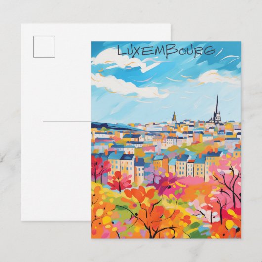 Luxembourg Travel City Painting Aesthetic ポストカード (正面/裏面)