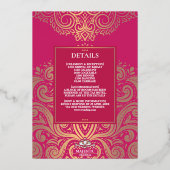 LuxGlitter RosePink PinkGold Ganeshaヒンズー結婚ズ 箔招待状 (裏面)