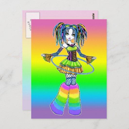 "Luxie"の虹のサイバーのゴシックのフラのたがの妖精の郵便はがき ポストカード (正面/裏面)
