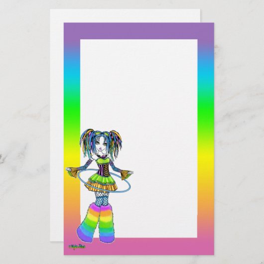 "Luxie"の虹のサイバーのゴシックの妖精の文房具 便箋 (正面/裏面)