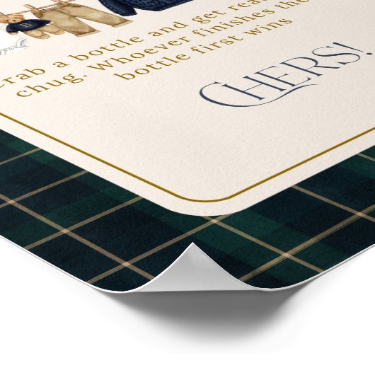 Luxsary Bear Plaid Baby Shower Bottle Chug ポスター (角)