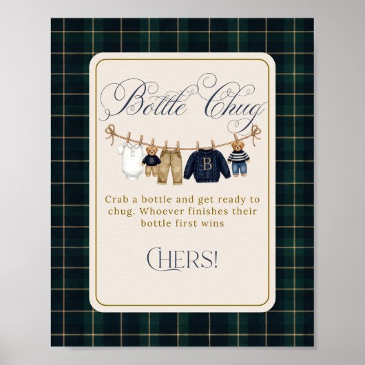 Luxsary  Bear Plaid Baby Shower Bottle Chug ポスター (正面)