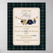 Luxsary Bear Plaid Baby Shower Dont Say Game ポスター (正面)