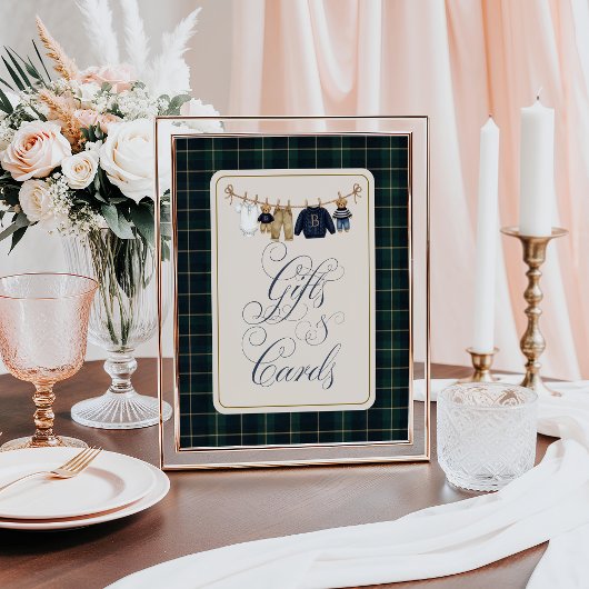 Luxsary  Bear Plaid Baby Shower Gift Card ポスター