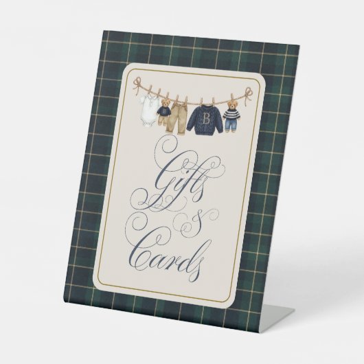 Luxsary Bear Plaid Baby Shower Gift Card 台座サイン (正面)
