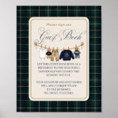 Luxsary  Bear Plaid Baby Shower Guest Book ポスター (正面)