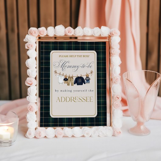 Luxsary  Bear Plaid Baby Shower Help Mom Addressee ポスター