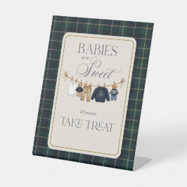 Luxsary  Bear Plaid Baby Shower Sweet Treat 台座サイン