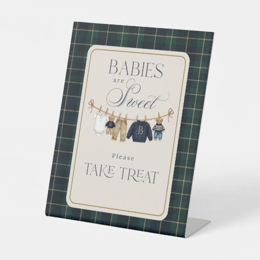 Luxsary  Bear Plaid Baby Shower Sweet Treat 台座サイン (正面)