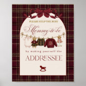 Luxsary Teddy Baby Shower Girl Plaid Addressee ポスター (正面)