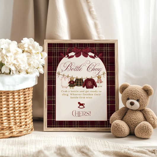 Luxsary Teddy Baby Shower Girl Plaid Bottle Chug ポスター