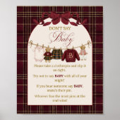 Luxsary Teddy Baby Shower Girl Plaid Dont Say Baby ポスター (正面)