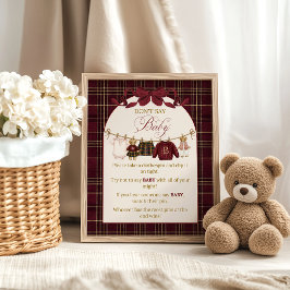 Luxsary Teddy Baby Shower Girl Plaid Dont Say Baby ポスター