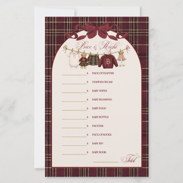 Luxsary Teddy Baby Shower Girl Plaid Game (正面)