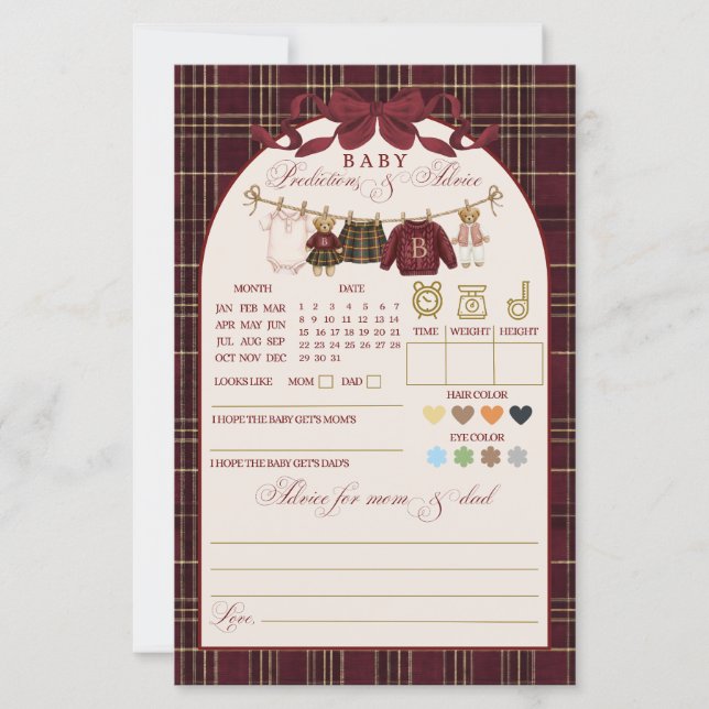 Luxsary Teddy Baby Shower Girl Plaid Game (正面)