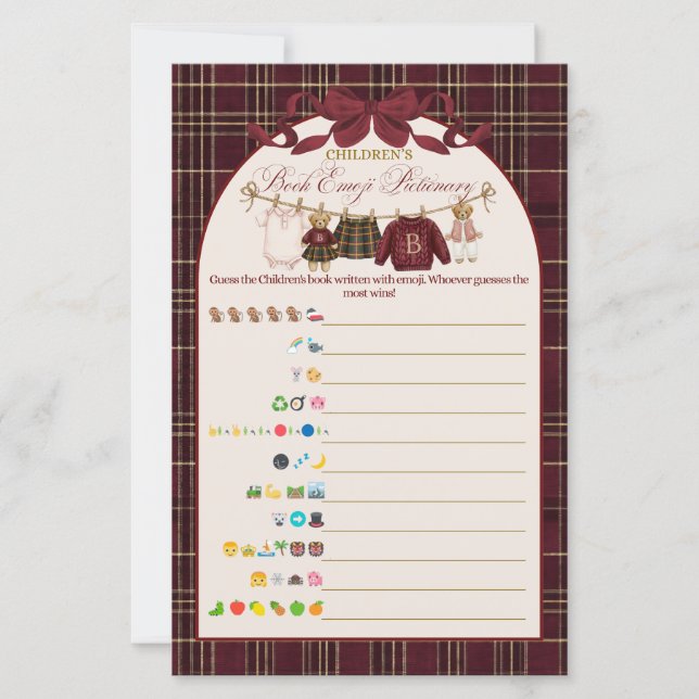 Luxsary Teddy Baby Shower Girl Plaid Game (正面)