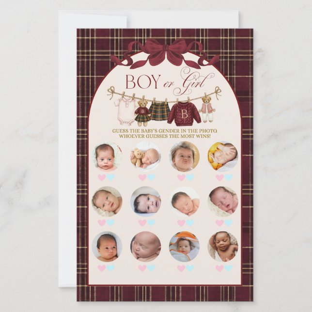 Luxsary Teddy Baby Shower Girl Plaid Game (正面)