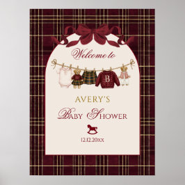 Luxsary Teddy Bear Baby Shower Girl Plaid Bow  ポスター