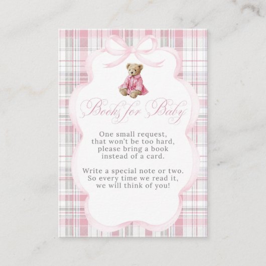 Luxsary Teddy Bear Pink Plaid Baby Girl Shower  エンクロージャーカード (正面)