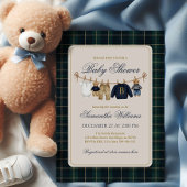 Luxsary Teddy Bear Plaid Baby Shower  招待状