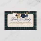 Luxsary Teddy Bear Plaid Baby Shower Book Request エンクロージャーカード (正面)