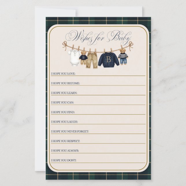 Luxsary Teddy Bear Plaid Baby Shower Game (正面)