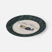 Luxsary Teddy Bear Plaid Baby Shower Paper Plate ペーパープレート (アングル)