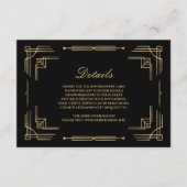 Luxuアールデコ結婚の黒いエンクロージャカード エンクロージャーカード (正面)