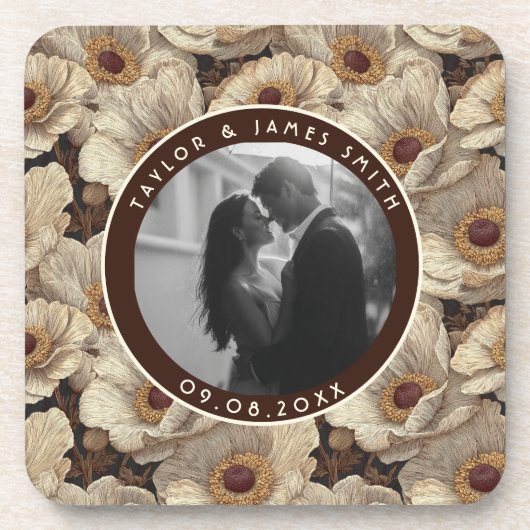 Luxurious Anemones Petal Vineyard Wedding コースター (正面)