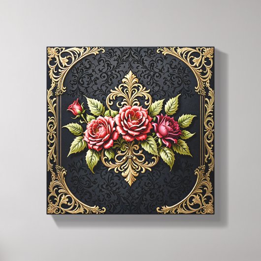 Luxurious Antique Gold Victorian Frame & Deep Red  キャンバスプリント (正面)