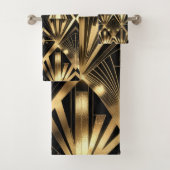 Luxurious Art Deco Geometric Gold and Black バスタオルセット (インサイチュ)