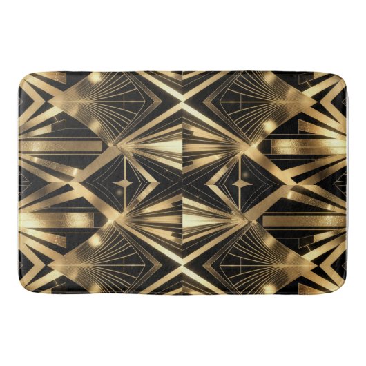 Luxurious Art Deco Geometric Gold and Black バスマット (正面)