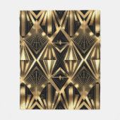 Luxurious Art Deco Geometric Gold and Black  フリースブランケット (正面)