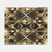 Luxurious Art Deco Geometric Gold and Black  フリースブランケット (正面(横))