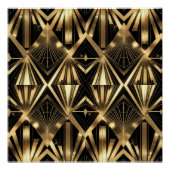 Luxurious Art Deco Geometric Gold and Black ポスター (正面)