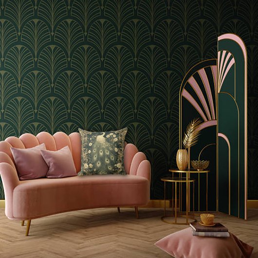 Luxurious Art Nouveau Peacock Design クッション