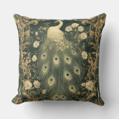 Luxurious Art Nouveau Peacock Design クッション (正面)