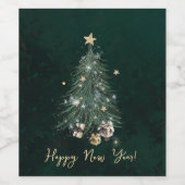 Luxurious, artistic design with a  festive tree ワインラベル (シングルラベル)