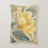 Luxurious, Beautiful Yellow Lemon Flower Pattern  アクセントクッション (裏面(縦))